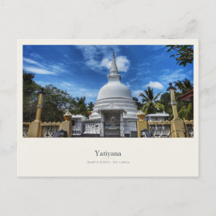 Cartão Postal Estupa branca no templo Yatiyana no Sri Lanka