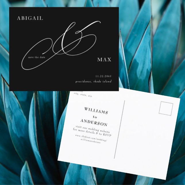 Cartão Postal Eterno B/W Casamento Salvar a Data (Criador carregado)