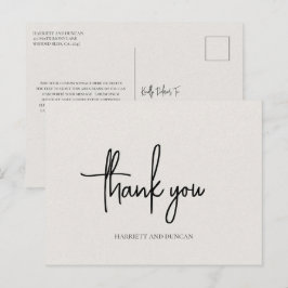 Cartão Postal Eterno Bege Neutro Elegante Agradecimento de Casam
