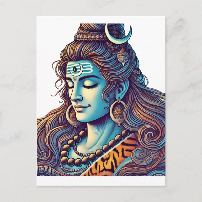 Cartão Postal Eterno Shiva: O Iogi Supremo na Felicidade Divina (Frente)