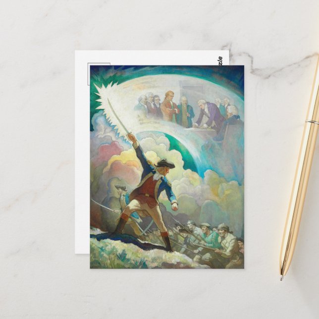 Cartão Postal Ethan Allen, Forerunner da Independência por Wyeth (Frente/Verso In Situ)