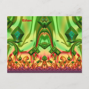 Cartão Postal ETHAN ~ Padrão de Design 3D ~ Cores de Natal~