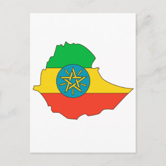 Cartão Postal Ethiopia flag map