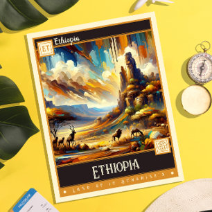 Cartão Postal Etiópia Pintura Vintage