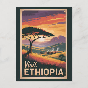 Cartão Postal Etiópia Sunset Viagem Art Vintage