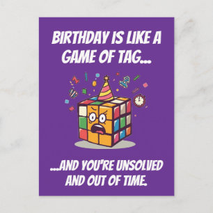 Cartão Postal Etiqueta de aniversário engraçada de Speedcube