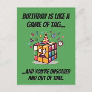 Cartão Postal Etiqueta de aniversário engraçada de Speedcube
