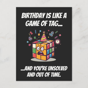 Cartão Postal Etiqueta de aniversário engraçada de Speedcube