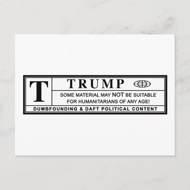 Cartão Postal Etiqueta de Aviso do Donald Trump (Frente)