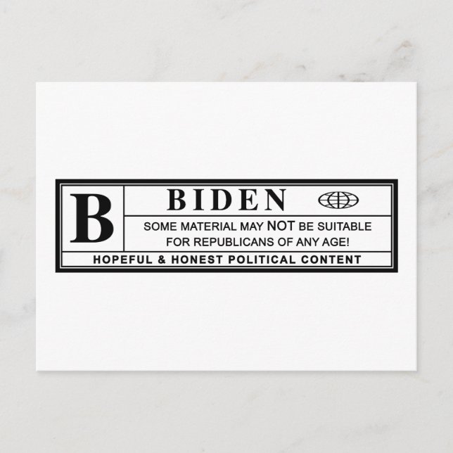 Cartão Postal Etiqueta de Aviso Joe Biden (Frente)