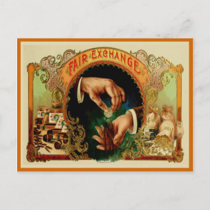 Cartão Postal Etiqueta de Caixa de Cigarro Vintage
