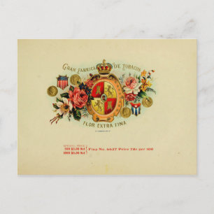 Cartão Postal Etiqueta de Caixa de Cigarro Vintage