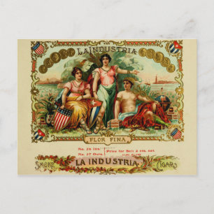 Cartão Postal Etiqueta de Caixa de Cigarro Vintage