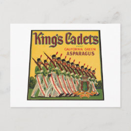Cartão Postal Etiqueta de Espargos de Vintagem de Cadetes do Rei