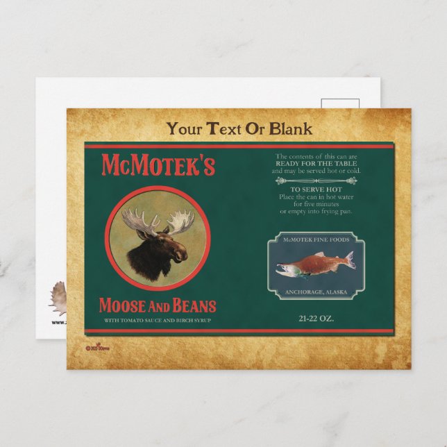 Cartão Postal Etiqueta de Motek e Feijão da McMotek (Frente/Verso)