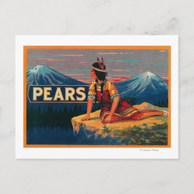 Cartão Postal Etiqueta de taxa de estoque de peras (Frente)