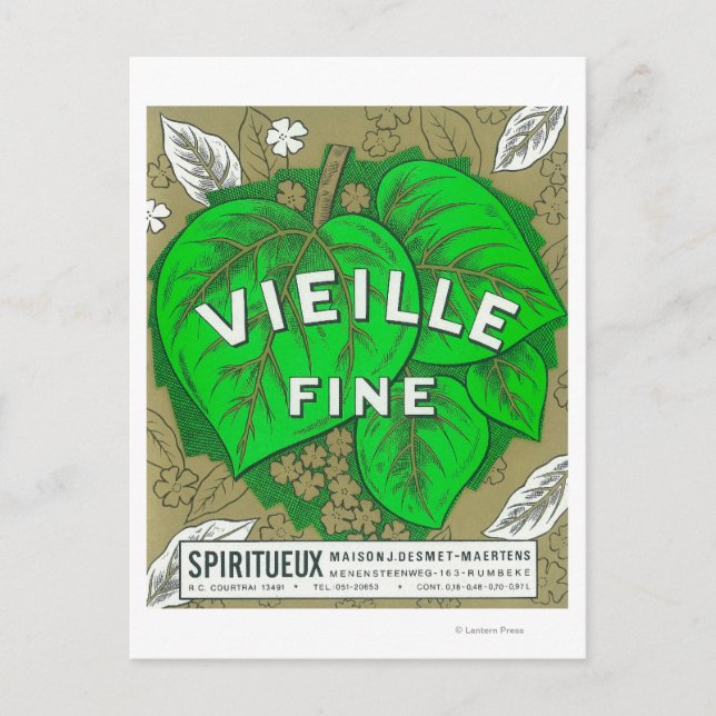 Cartão Postal Etiqueta de vinho fino VieilleEurope (Frente)
