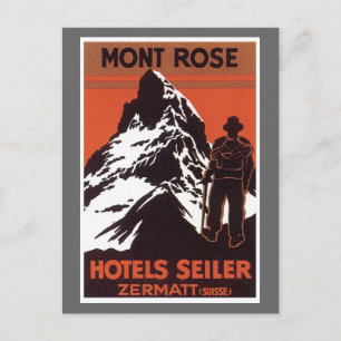 Cartão Postal Etiqueta do Hotel Suiça Zermatt da viagens vintage