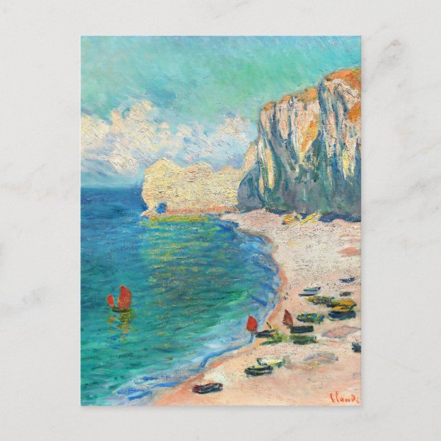 Cartão Postal Étretat, The Beach by Claude Monet Postcard (Frente)