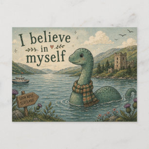 Cartão Postal Eu acredito em mim mesmo Monstro do Lago Ness capr