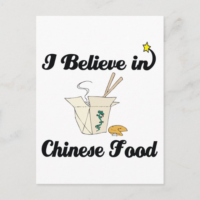 Cartão Postal eu acredito na comida chinesa (Frente)