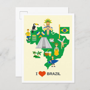 Cartão Postal Eu adoro a ilustração da Viagens vintage de Arte d