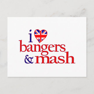 Cartão Postal Eu Adoro Bangers E Mash