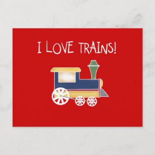Cartão Postal Eu adoro Camisetas de trem e presentes