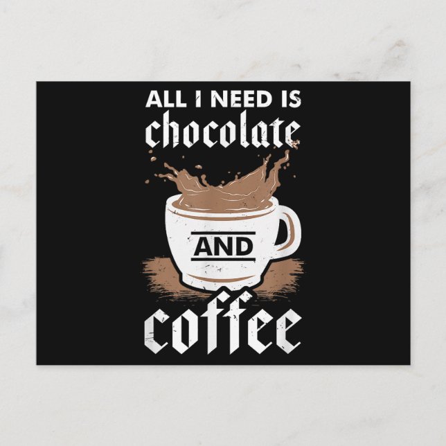 Cartão Postal Eu Adoro Chocolate E Café (Frente)