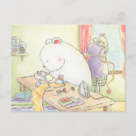 Cartão Postal Eu adoro costurar coelhinha de urso polar