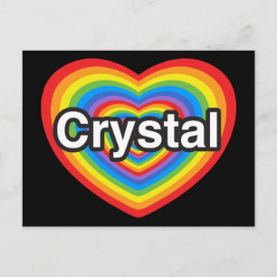 Cartão Postal Eu adoro Crystal. Eu te amo Crystal. Coração