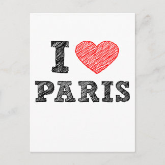 Cartão Postal Eu Adoro Esquema de Paris