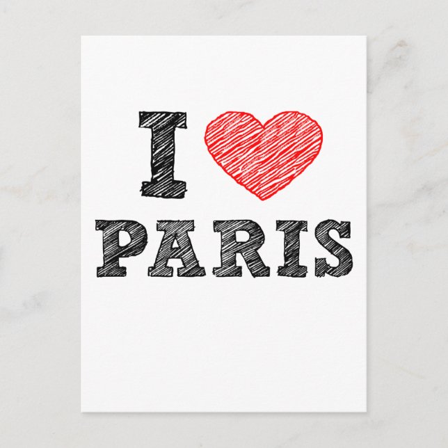 Cartão Postal Eu Adoro Esquema de Paris (Frente)