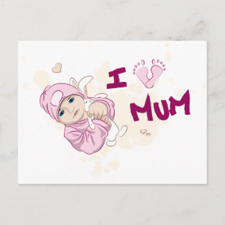 Cartão Postal Eu adoro Mãe - Rapariga