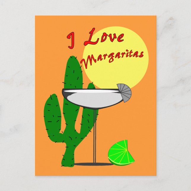 Cartão Postal Eu adoro margaritas — Margarita Amava T-Shirts (Frente)