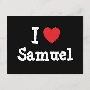 Cartão Postal Eu adoro o coração de Samuel personalizado