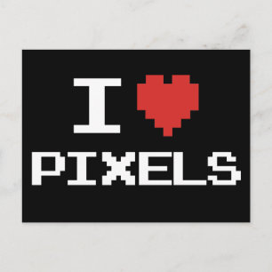 Cartão Postal Eu adoro pixelizantes de coração retro 8 bits