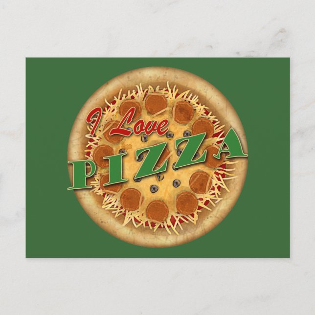 Cartão Postal Eu Adoro Pizza (Frente)