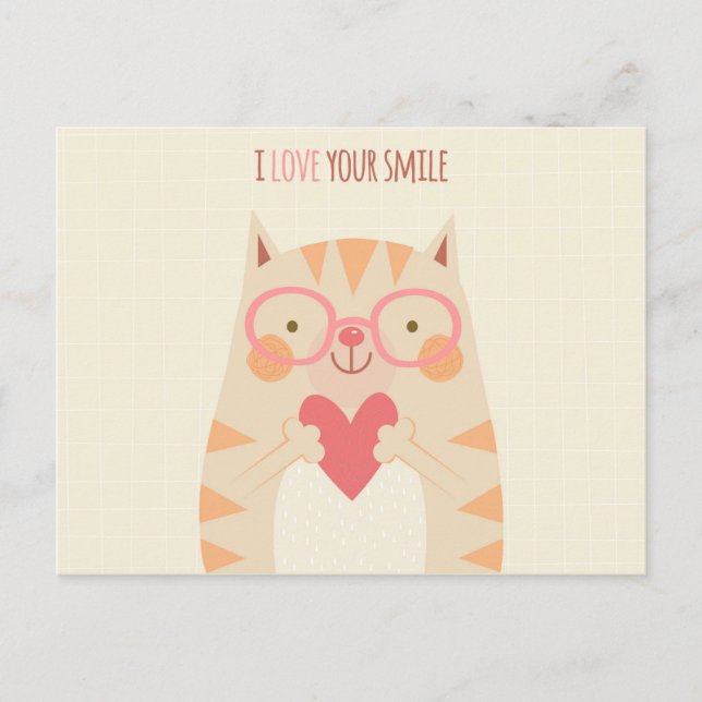 Cartão Postal Eu Adoro Seu Cartão-Postal De Sorriso (Frente)