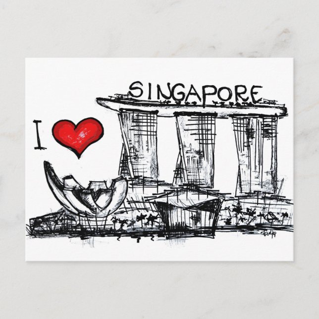 Cartão Postal Eu adoro Singapura (Frente)