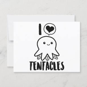 Cartão Postal Eu Adoro Tentáculos T-shirt Cute Octopus Tee
