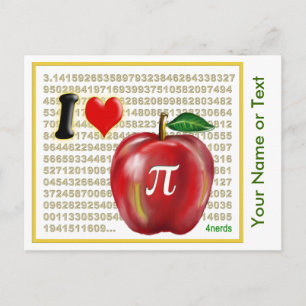 Cartão Postal Eu adoro torta de maçã e números de matemática de