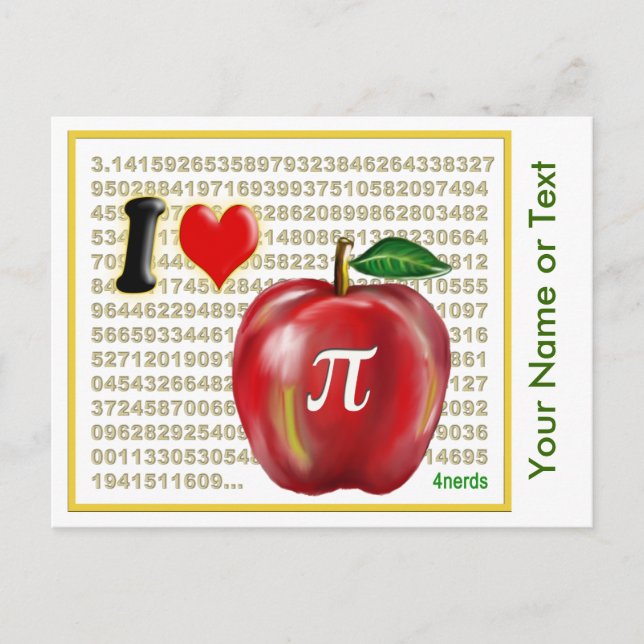 Cartão Postal Eu adoro torta de maçã e números de matemática de  (Frente)