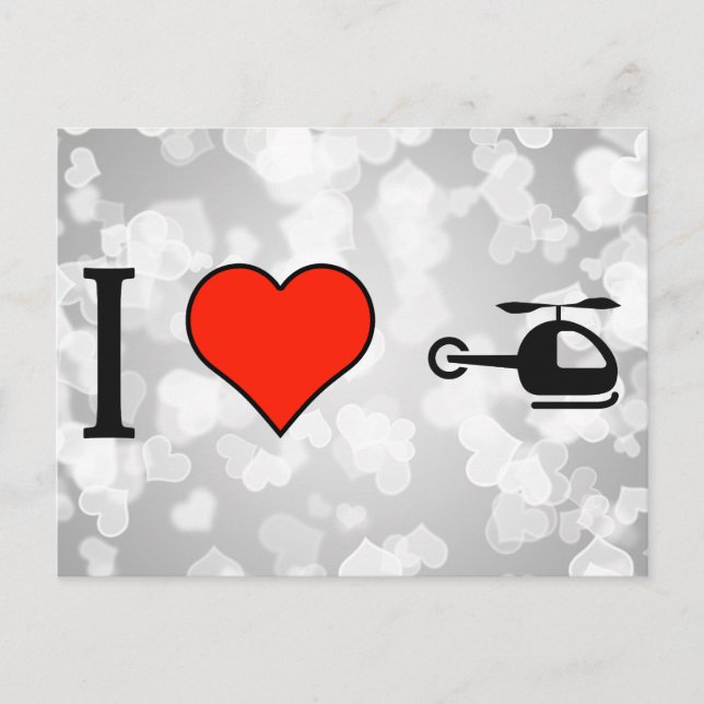 Cartão Postal Eu Adoro Voar Com Helicóptero (Frente)