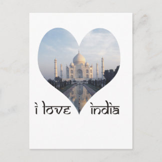 Cartão Postal Eu amo a Índia com Taj Mahal