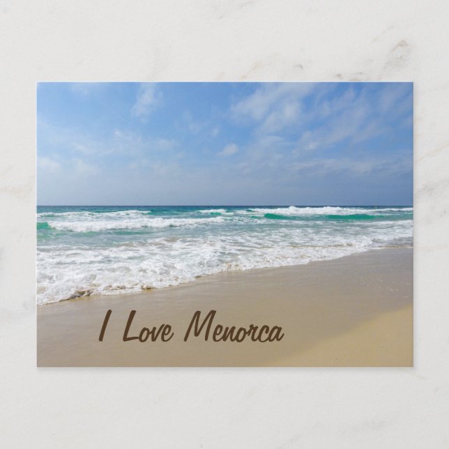 Cartão Postal Eu amo a praia de Menorca (Frente)