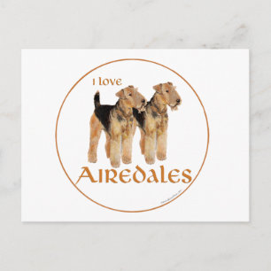 Cartão Postal Eu Amo Airedales