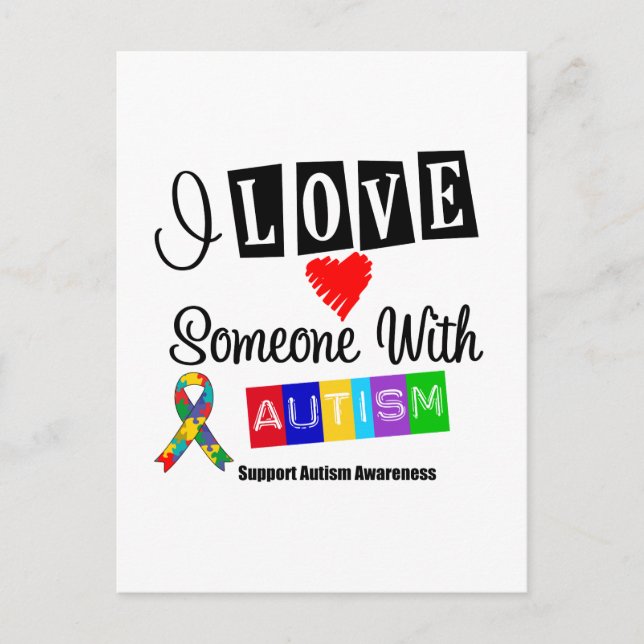Cartão Postal Eu Amo Alguém Com Autismo (Frente)