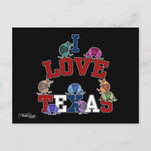 Cartão Postal Eu Amo Armadilos Coloridos do Texas