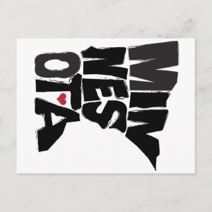 Cartão Postal Eu Amo Arte do Mapa do Estado do Minnesota